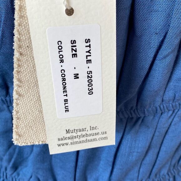 Sim & Sam Womens Medium Midi Dress Pockets Rayon Linen Cotton Lined Cottagecore - Picture 11 of 14